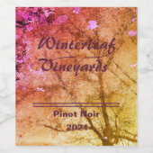 "Winterleaf" Amber Onderkant, Set van 6 Wijnlabels Wijn Etiket (Enkel label)