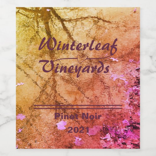 "Winterleaf" Amber Top, set van 6 wijnlabels Wijn Etiket (Enkel label)