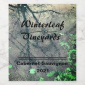 "Winterleaf" Green Bottom, set van 6 wijnlabels Wijn Etiket (Enkel label)