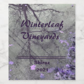 "Winterleaf" Lavendel Onderkant, Set van 6 Wijnlab Wijn Etiket (Enkel label)
