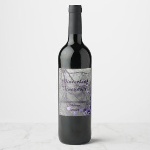 "Winterleaf" Lavendel Onderkant, Set van 6 Wijnlab Wijn Etiket