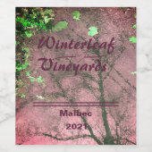 "Winterleaf" Roze onderkant, set van 6 wijnlabels Wijn Etiket (Enkel label)