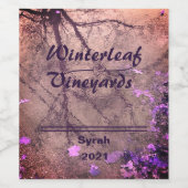 "Winterleaf" Zalm Bovenkant, Set van 6 Wijnlabels Wijn Etiket (Enkel label)