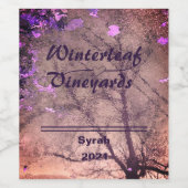 "Winterleaf" zalmonderkant, set van 6 wijnlabels Wijn Etiket (Enkel label)