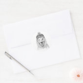 Winterleeuw (bw) ronde sticker (Envelop)