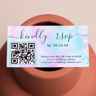 Winterlegant Weddenschap RSVP online met QR-code Informatiekaartje