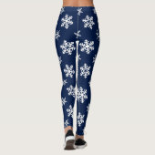 WinterLeggings, witte sneeuwvlokken op middernacht Leggings (Achterkant)