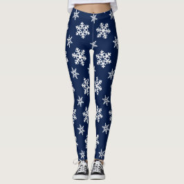 WinterLeggings, witte sneeuwvlokken op middernacht Leggings