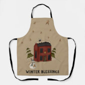 winterlessen - primitief koloniaal met sneeuwman schort (Voorkant)