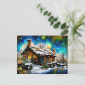 Winterliche Landschaft mit Fantasie Cottage Haus Briefkaart (Staand voorkant)