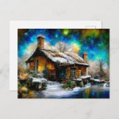 Winterliche Landschaft mit Fantasie Cottage Haus Briefkaart (Voorkant / Achterkant)