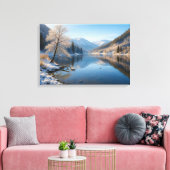 Winterliche Landschaft mit klarem Bergsee Canvas Afdruk (Insitu (Woonkamer))