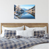 Winterliche Landschaft mit klarem Bergsee Canvas Afdruk (Insitu (Slaapkamer))