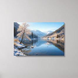 Winterliche Landschaft mit klarem Bergsee Canvas Afdruk