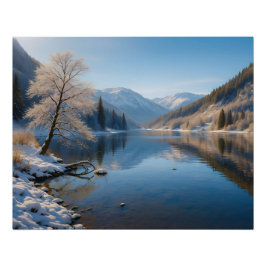 Winterliche Landschaft mit klarem Bergsee Perfect Poster
