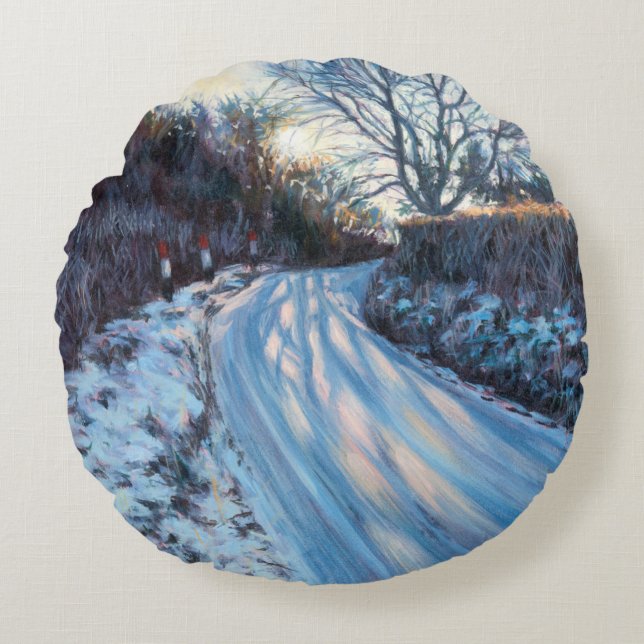 Winterlicht Rond Kussen (Voorkant)