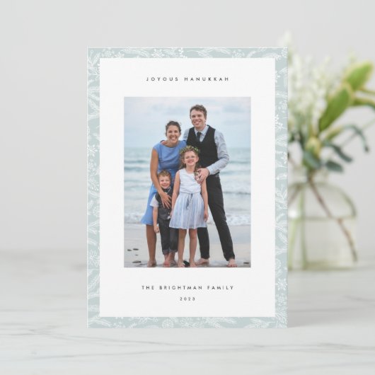 Winterlichten | Moderne verticale foto Hanukkah Feestdagenkaart (Staand voorkant)