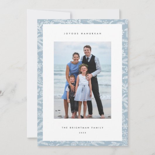 Winterlichten | Moderne verticale foto Hanukkah Feestdagenkaart (Voorkant)