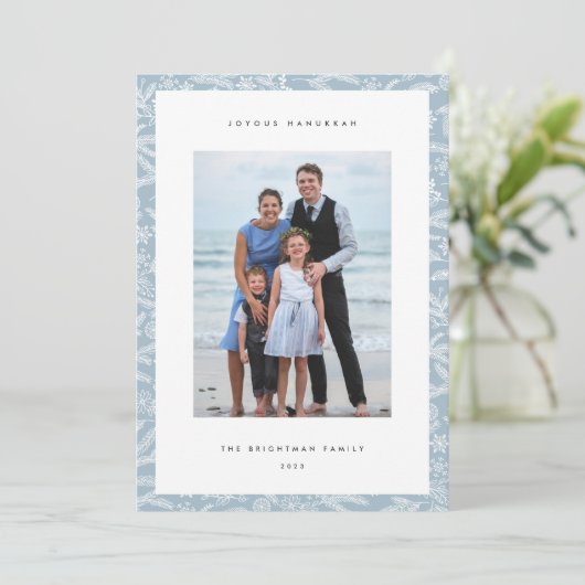Winterlichten | Moderne verticale foto Hanukkah Feestdagenkaart (Staand voorkant)