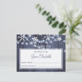 Winterlichten rustieke bruid om receptkaart te zij briefkaart (Staand voorkant)