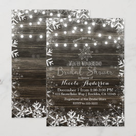 Winterlichtjes & Sneeuwvlokken Rustieke Bruidsdouc Kaart