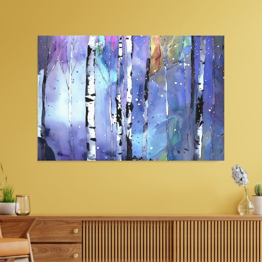 Winterlied in de Birch Bossen Canvas Afdruk (Insitu (Woonkamer))