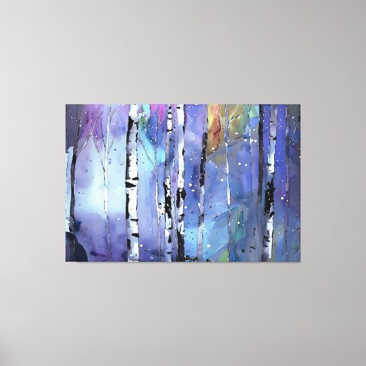 Winterlied in de Birch Bossen Canvas Afdruk (Voorkant)