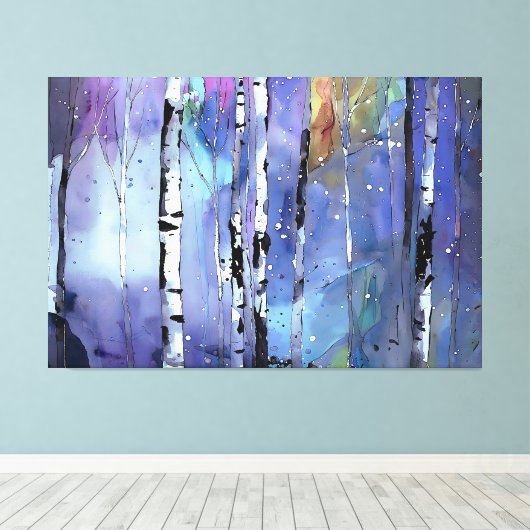 Winterlied in de Birch Bossen Canvas Afdruk (Insitu (Houten vloer))