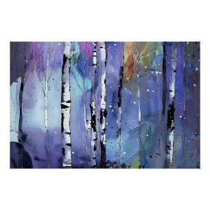 Winterlied in de Birch Bossen Perfect Poster