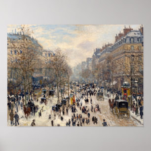 Winterlijke Boulevardscène in Parijs Poster