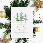 Winterlijnen | Begroting kerstfeestdag<br><div class="desc">Nodig uw feestgasten in stijl uit met deze dennenthemed kerstfeest uitnodiging! Het ontwerp bevat een waterverf afbeelding van drie dennenbomen met sterren. Je gebeurtenisgegevens worden hieronder weergegeven met 'Vakantiepartij' in het teken van het onderwerp 'Chic gold'. Bovenaan deze uitnodiging staat een faux goudglitter. De achterkant van de kaart is een...</div>