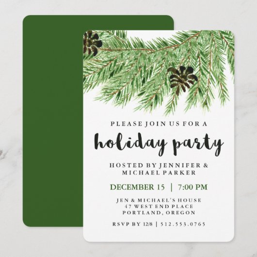 Winterlijnen | Uitnodiging feestdag (Voorkant / Achterkant)