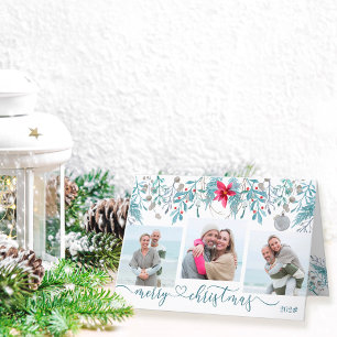 Winterloof 3 Foto Elegant Schrift Kerstkaart Feestdagen Kaart