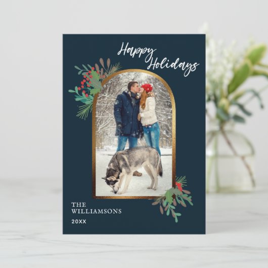 Winterloof aangepaste foto Kerstmis Gelukkig Feestdagenkaart (Staand voorkant)