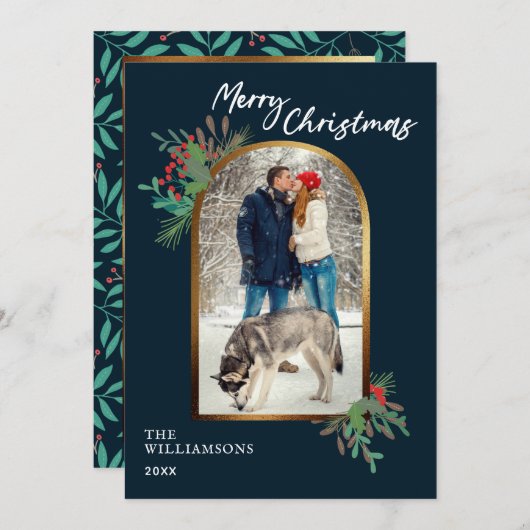 Winterloof Custom Foto Prettig Kerstfeest  Feestdagenkaart (Voorkant / Achterkant)