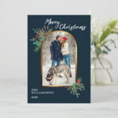 Winterloof Custom Foto Prettig Kerstfeest  Feestdagenkaart (Staand voorkant)