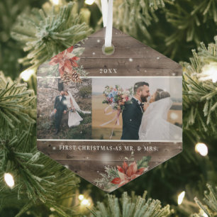 Winterloof Eerste kerstornament voor pasgetrouwd Glas Ornament