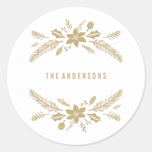 Winterloof Goud Ronde Sticker (Voorkant)