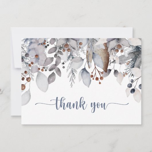 Winterloof, hulstbessen, Feest Bedankkaart (Voorkant)