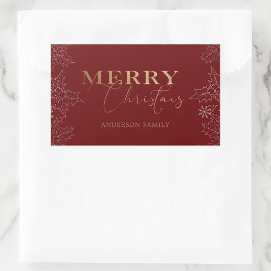 Winterloof Merry Christmas nepfolie Rechthoekige Sticker (Tas)