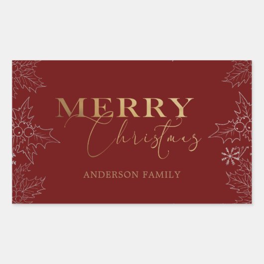 Winterloof Merry Christmas nepfolie Rechthoekige Sticker (Voorkant)