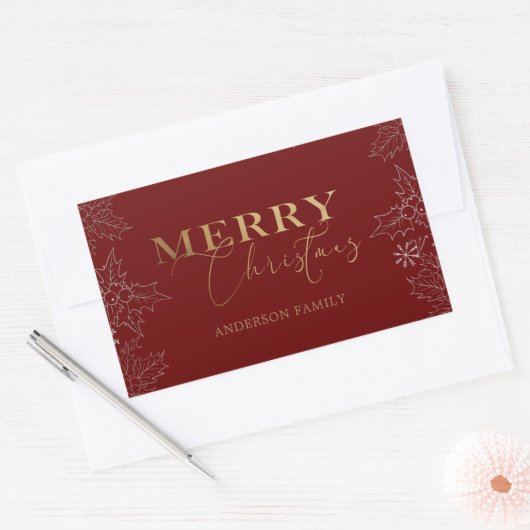 Winterloof Merry Christmas nepfolie Rechthoekige Sticker (Envelop)