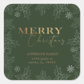 Winterloof Merry Christmas retouradres Vierkante Sticker (Voorkant)