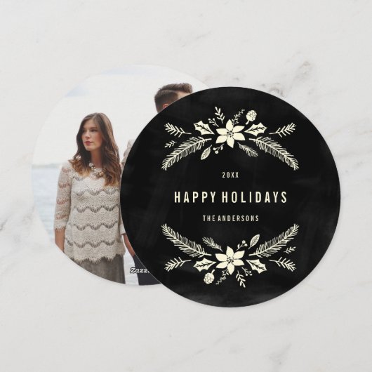 Winterloof rond | Vakantiefotokaart Feestdagenkaart (Voorkant / Achterkant)