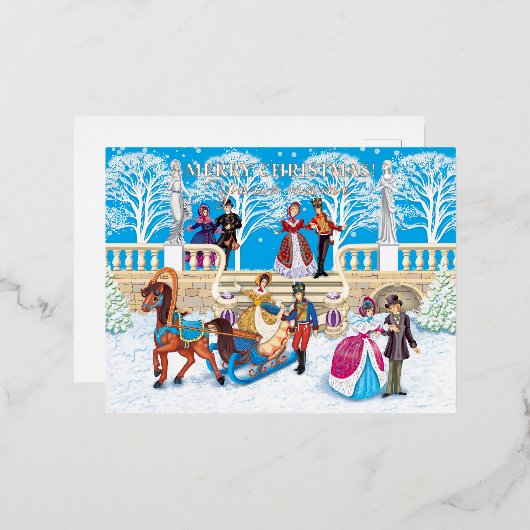 Winterloop Folie Feestdagen Briefkaart (Voorkant / Achterkant)