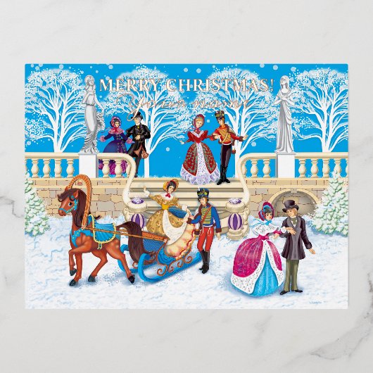 Winterloop Folie Feestdagen Briefkaart (Voorkant)