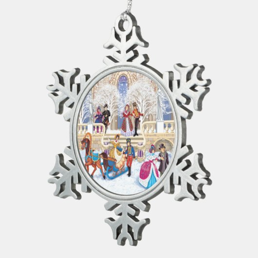 Winterloop Tin Sneeuwvlok Ornament (Rechts)