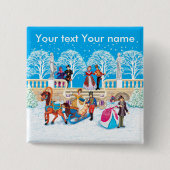 Winterloop Vierkante Button 5,1 Cm (Voorkant)