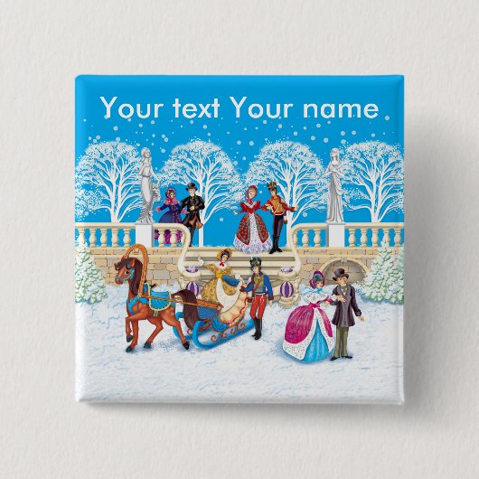 Winterloop Vierkante Button 5,1 Cm (Voorkant)