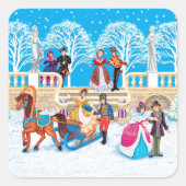 Winterloop Vierkante Sticker (Voorkant)